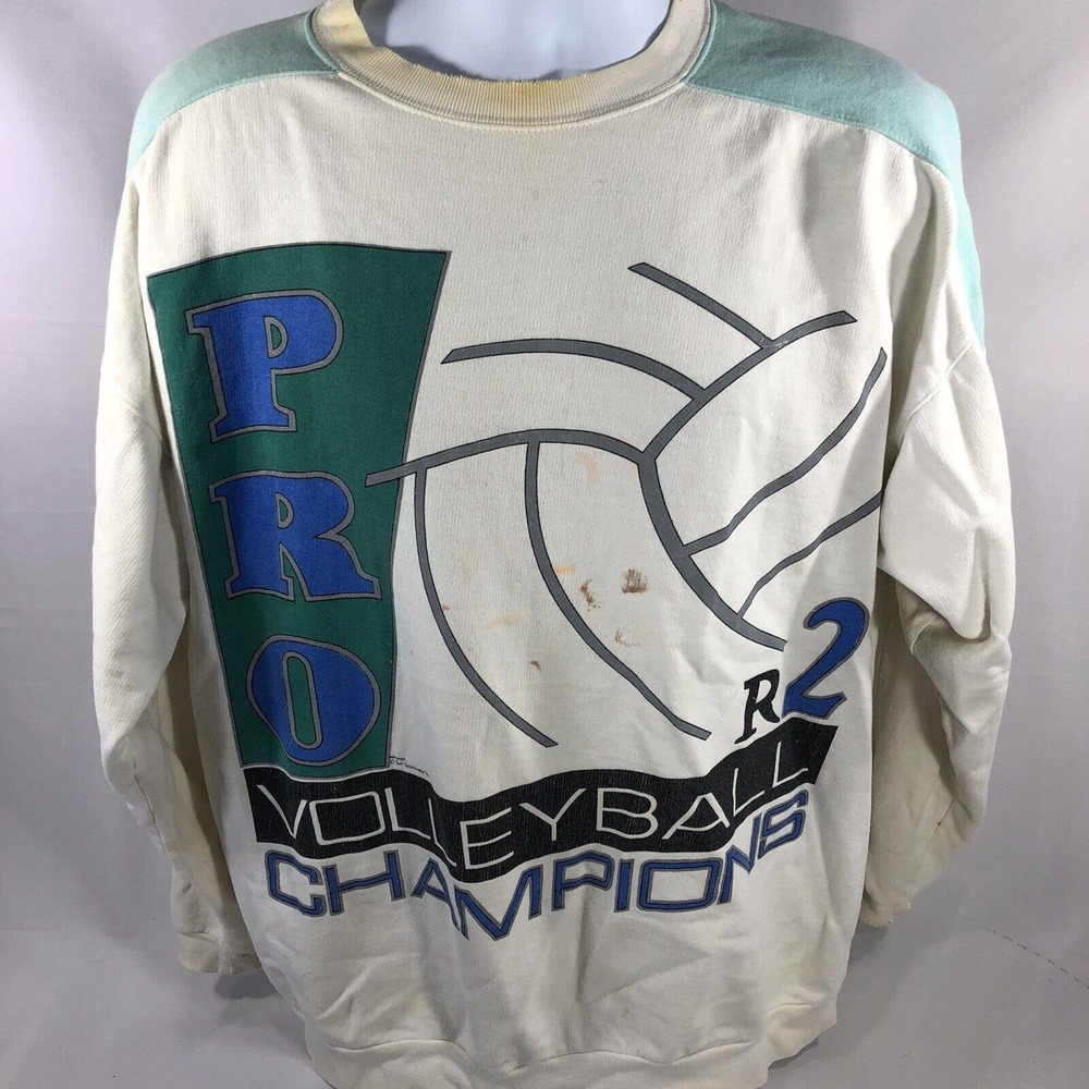 Vintage Pro Volleyball Champions R2 Sweatshirt Large Big Print 80s 90s Pullover
